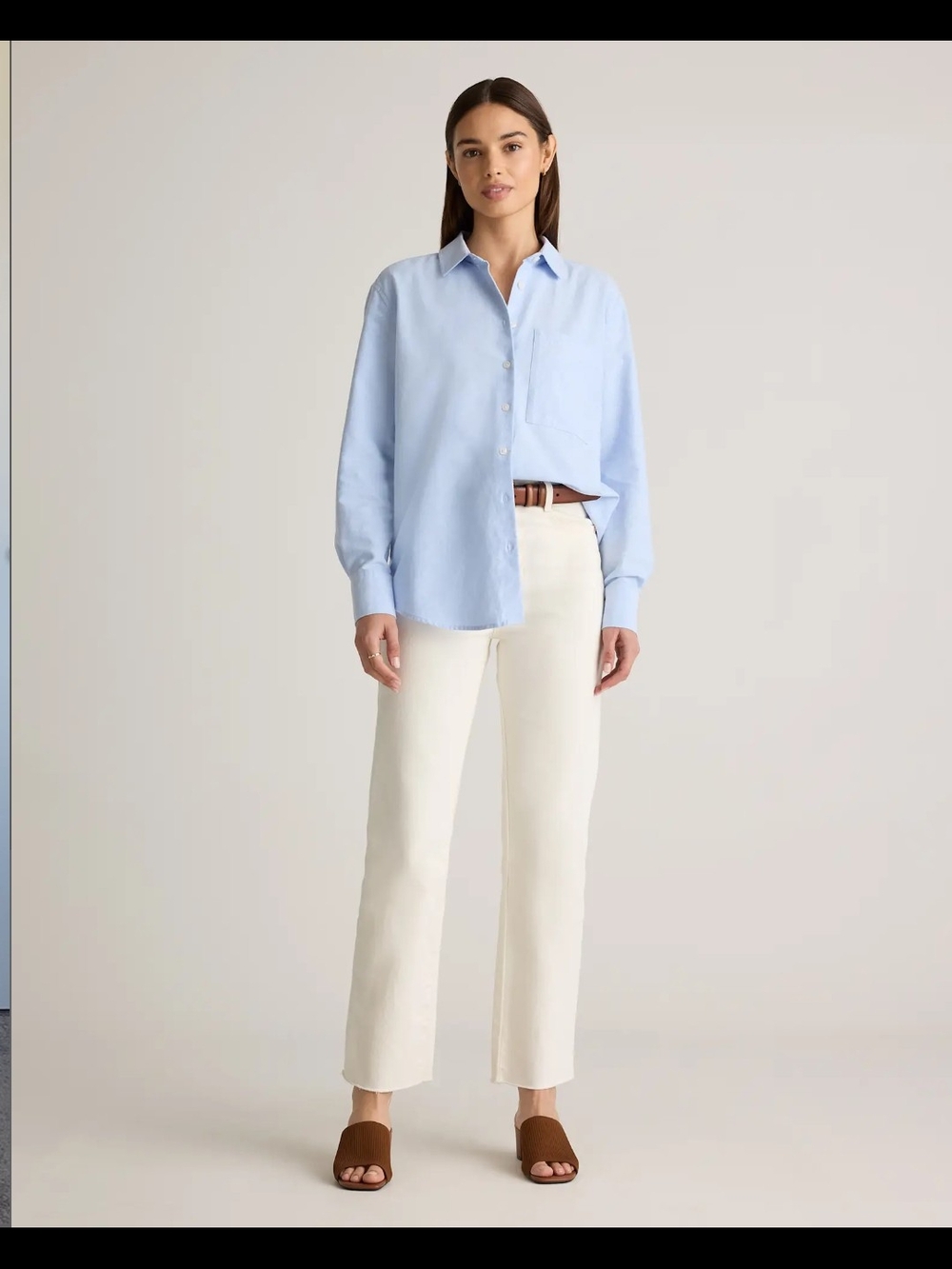 Quince Light Blue Women's Button-Down Shirt - Picture 2 of 6